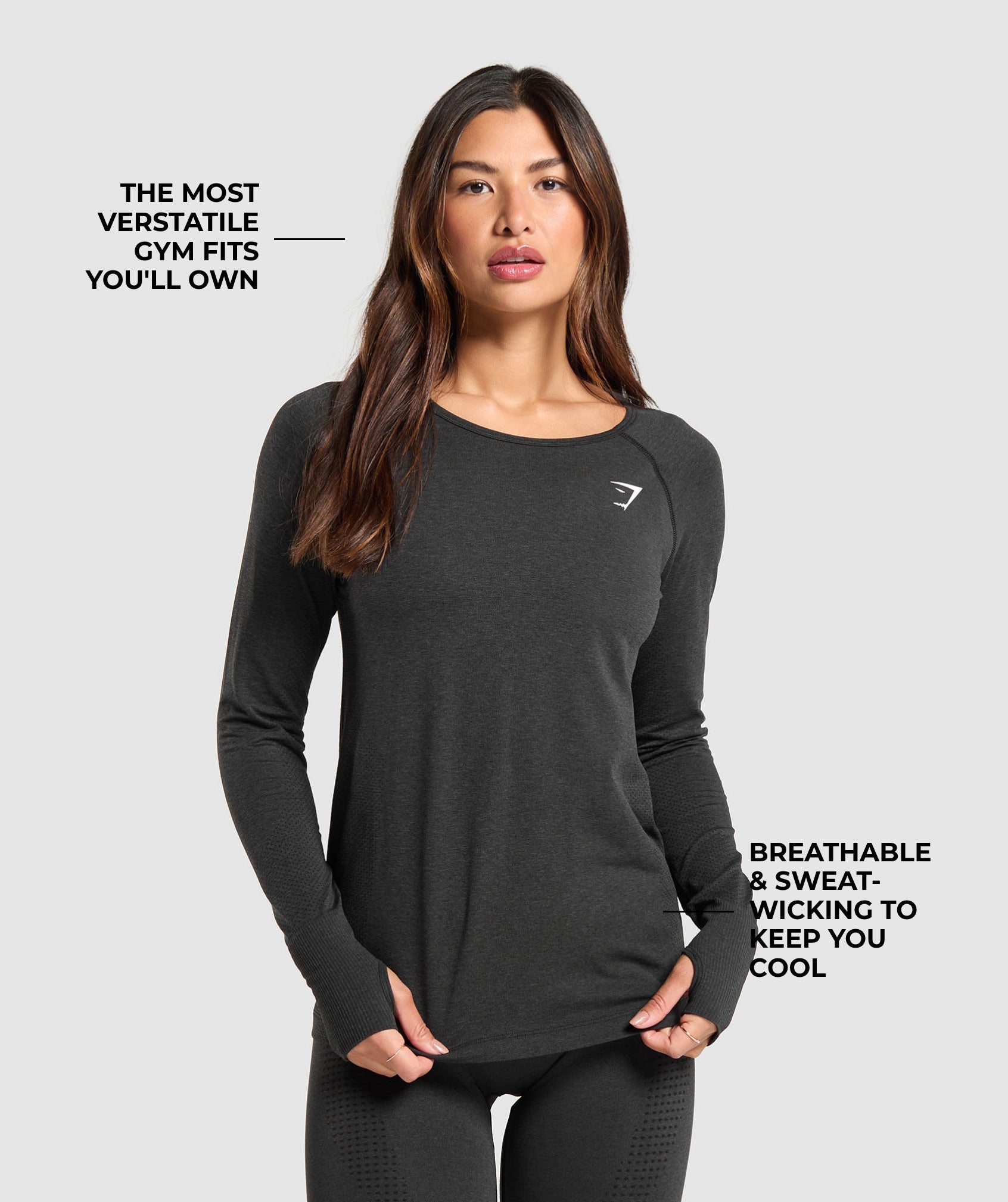 Vital Light Long Sleeve Top Black Marl