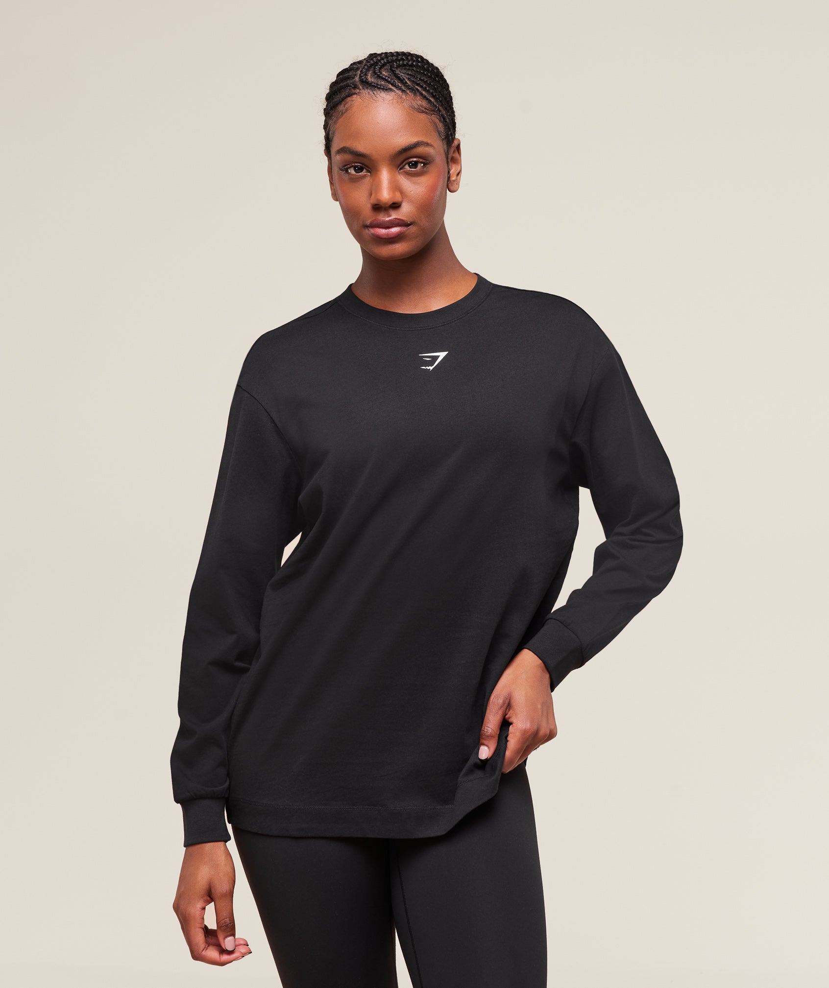 Trace Graphic Long Sleeve Top Black