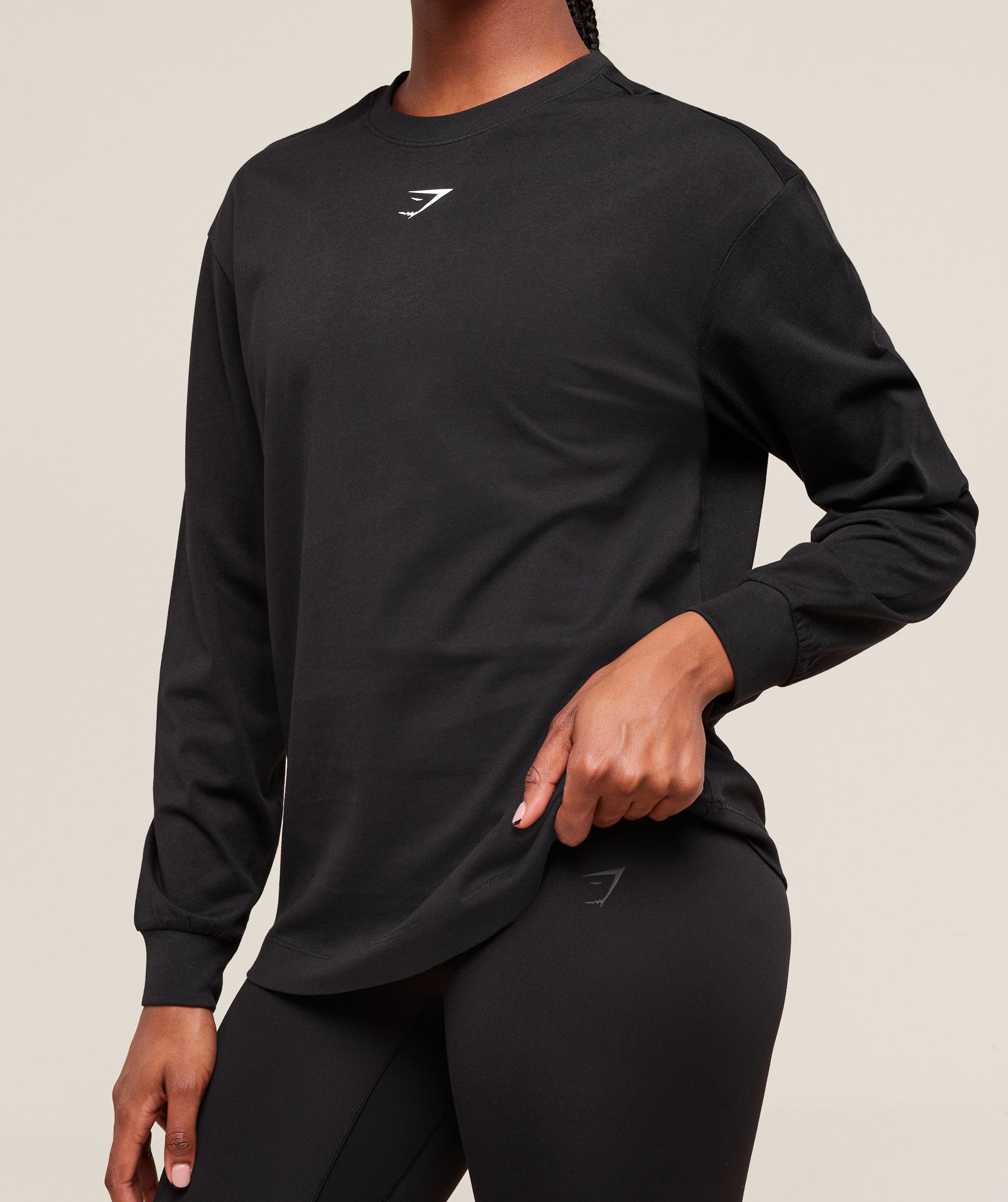 Trace Graphic Long Sleeve Top Black