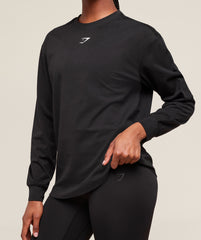 Trace Graphic Long Sleeve Top Black