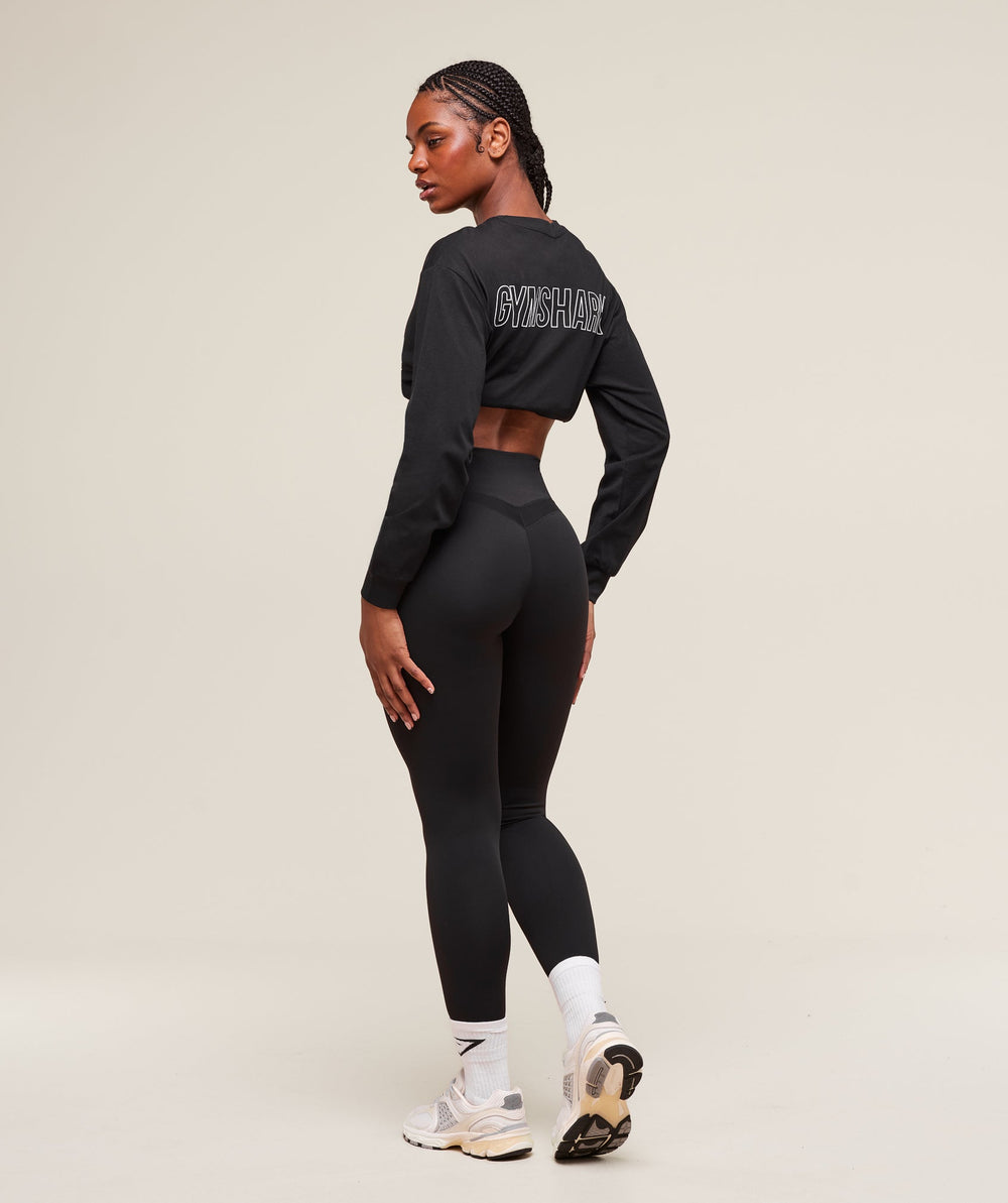 Trace Graphic Long Sleeve Top Black