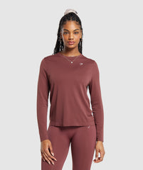 Everyday Seamless Long Sleeve Top Burgundy Brown