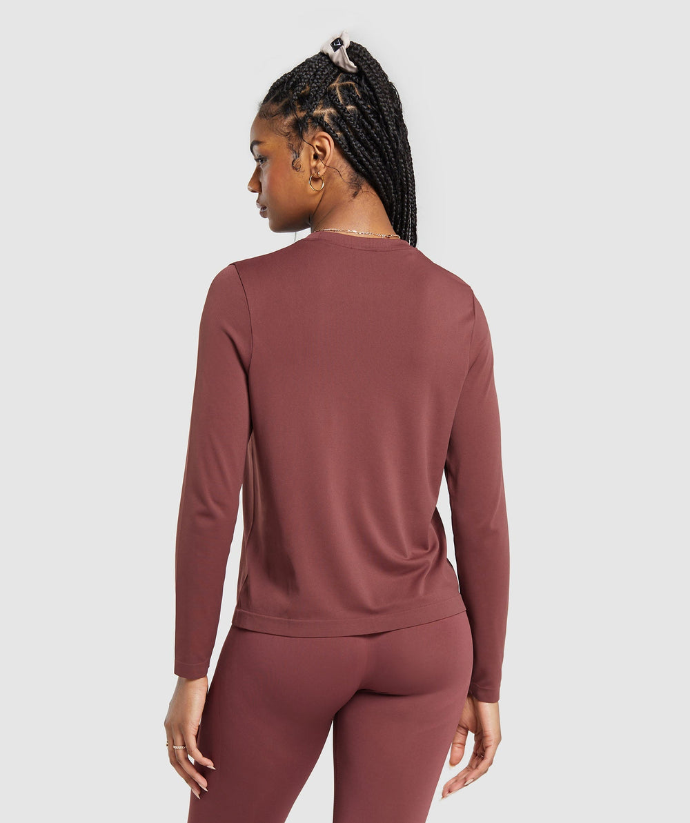 Everyday Seamless Long Sleeve Top Burgundy Brown