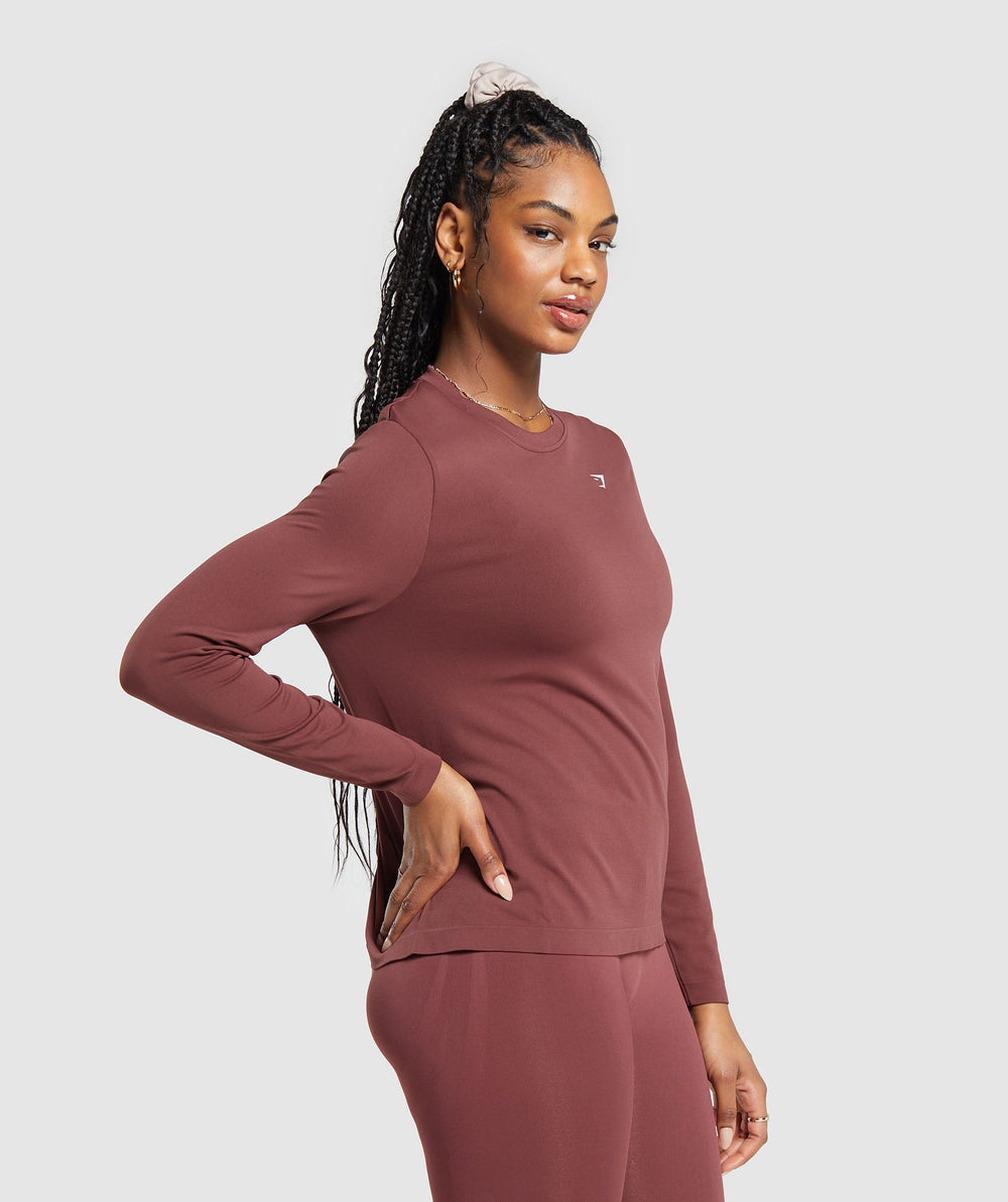 Everyday Seamless Long Sleeve Top Burgundy Brown
