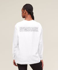 Trace Graphic Long Sleeve Top White