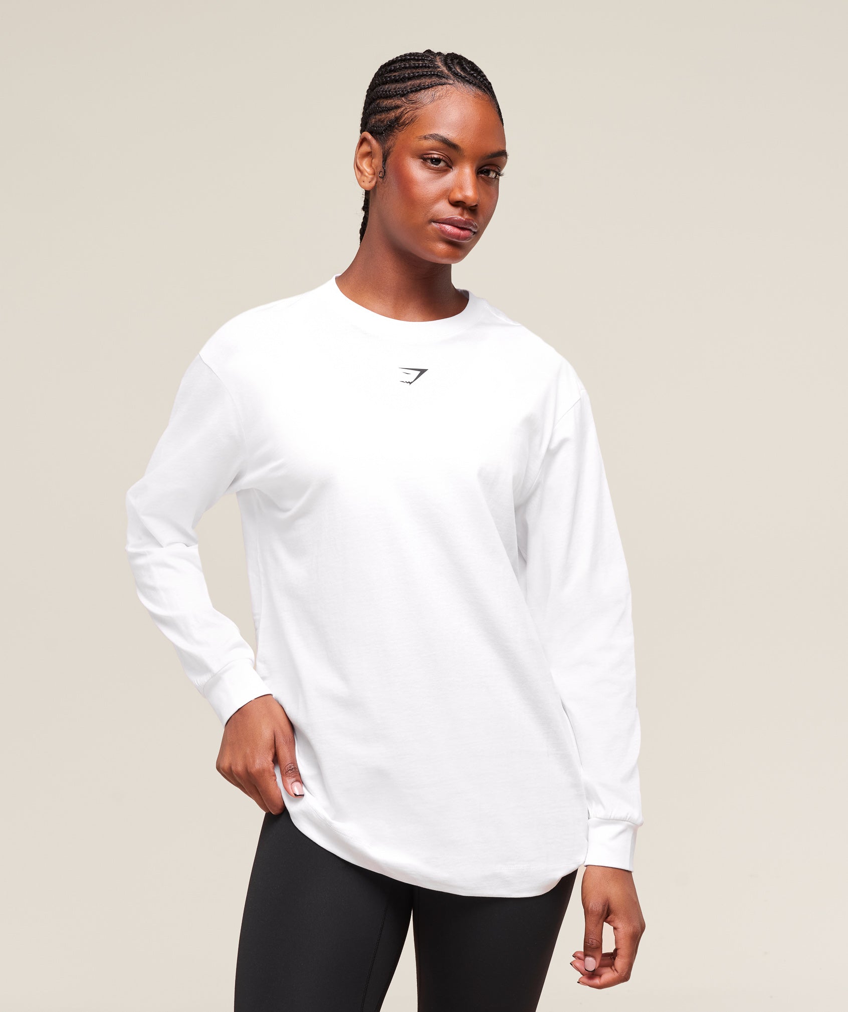 Trace Graphic Long Sleeve Top White