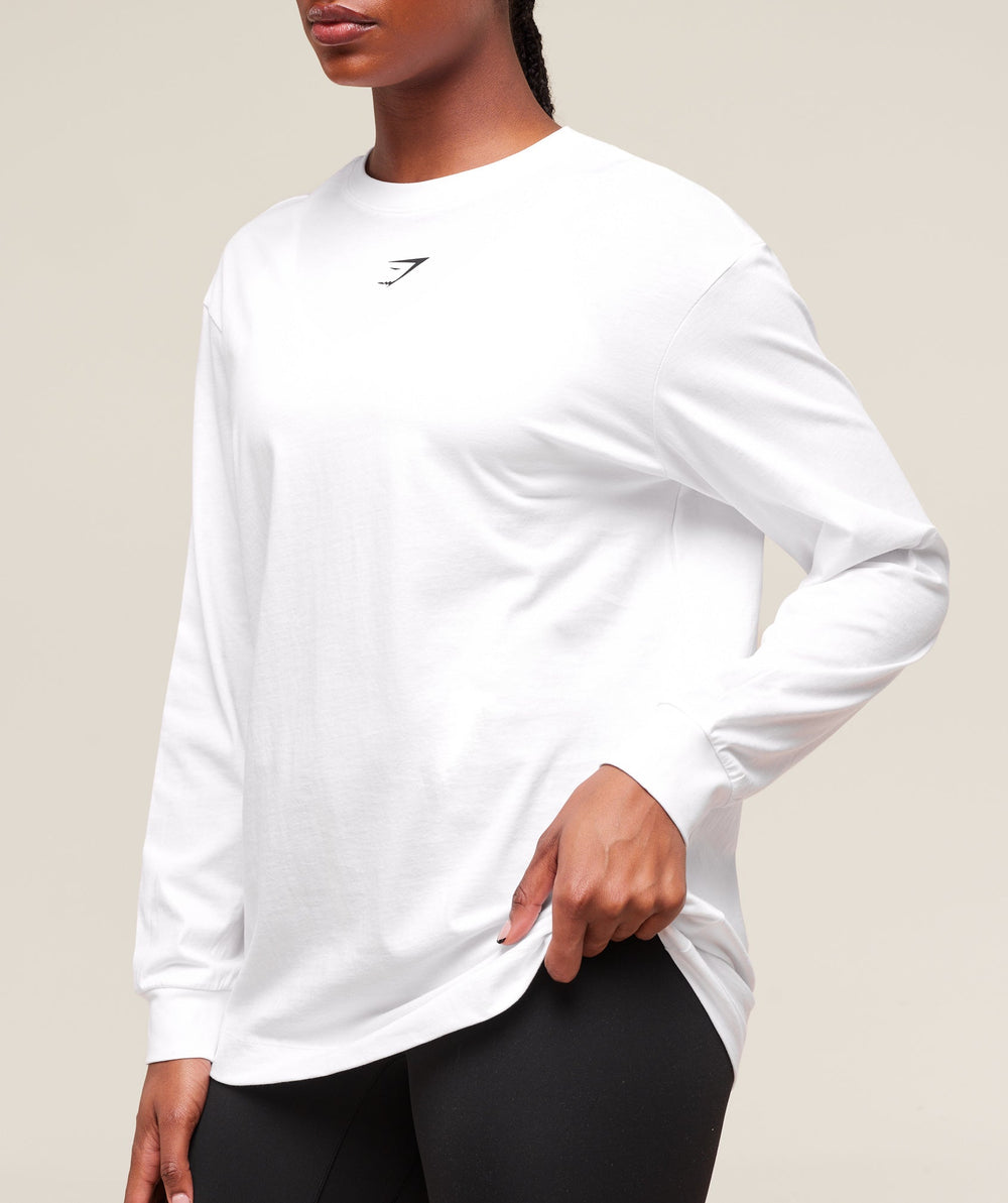 Trace Graphic Long Sleeve Top White