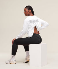Trace Graphic Long Sleeve Top White