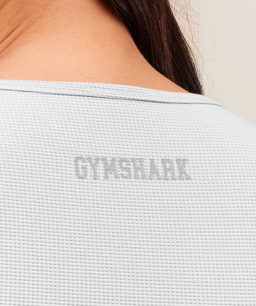 Waffle Long Sleeve Top Light Grey