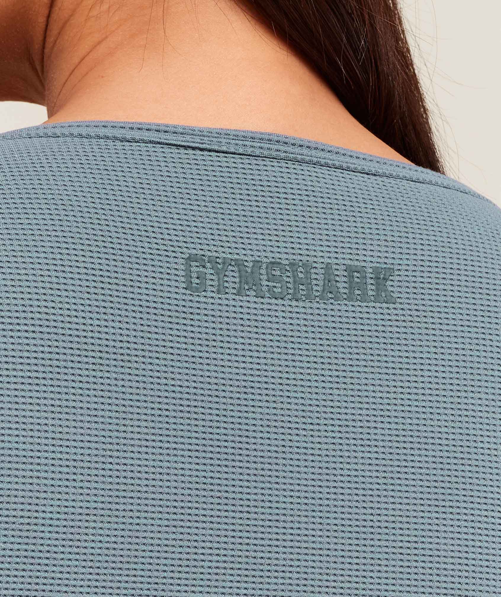 Waffle Long Sleeve Top Iron Blue
