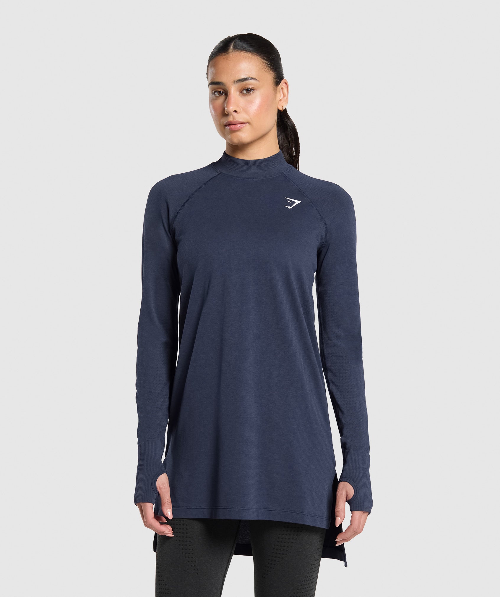 Vital Long Line Top Heavy Blue Marl
