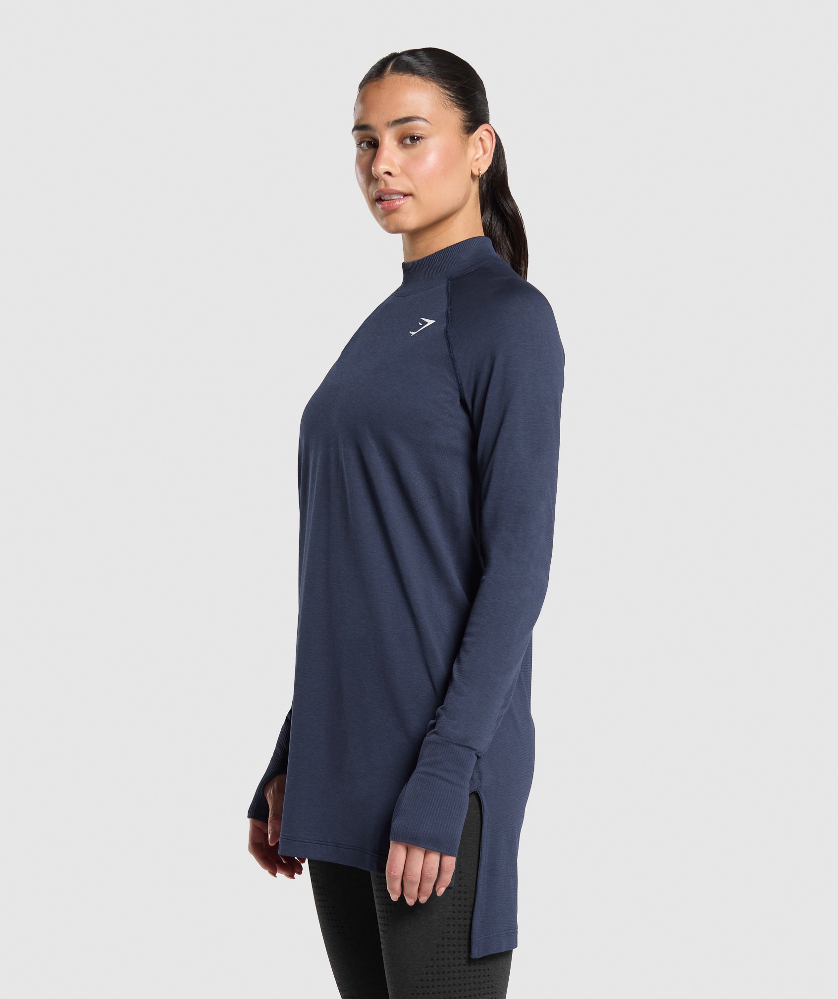 Vital Long Line Top Heavy Blue Marl