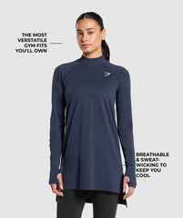 Vital Long Line Top Heavy Blue Marl