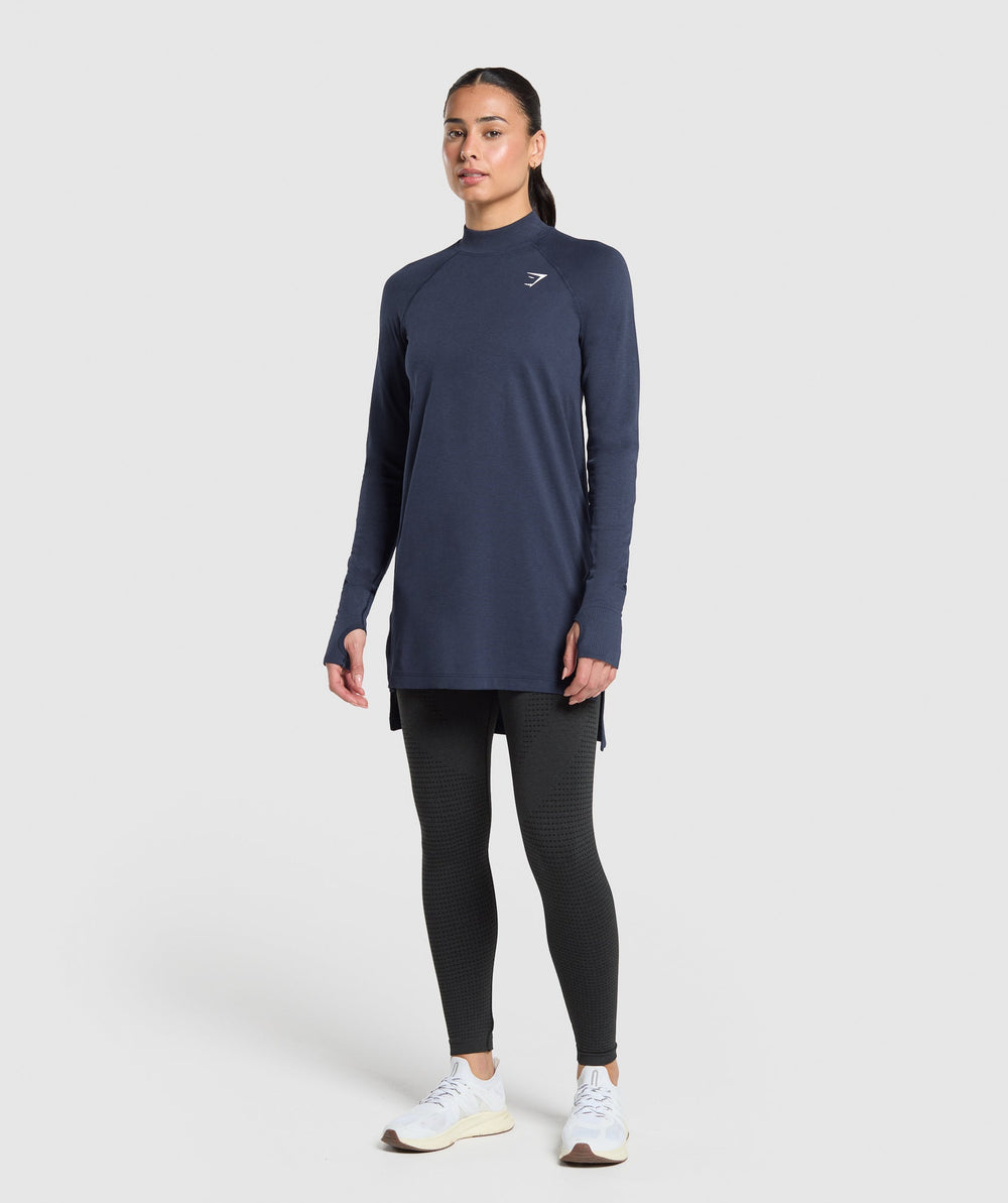 Vital Long Line Top Heavy Blue Marl