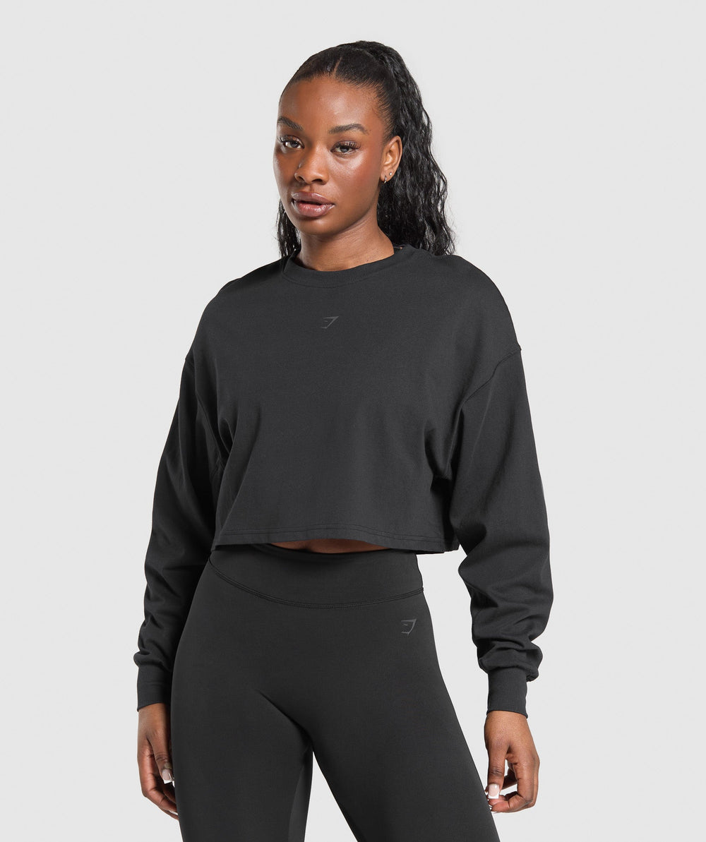 Wordmark Graphic Long Sleeve Top Black