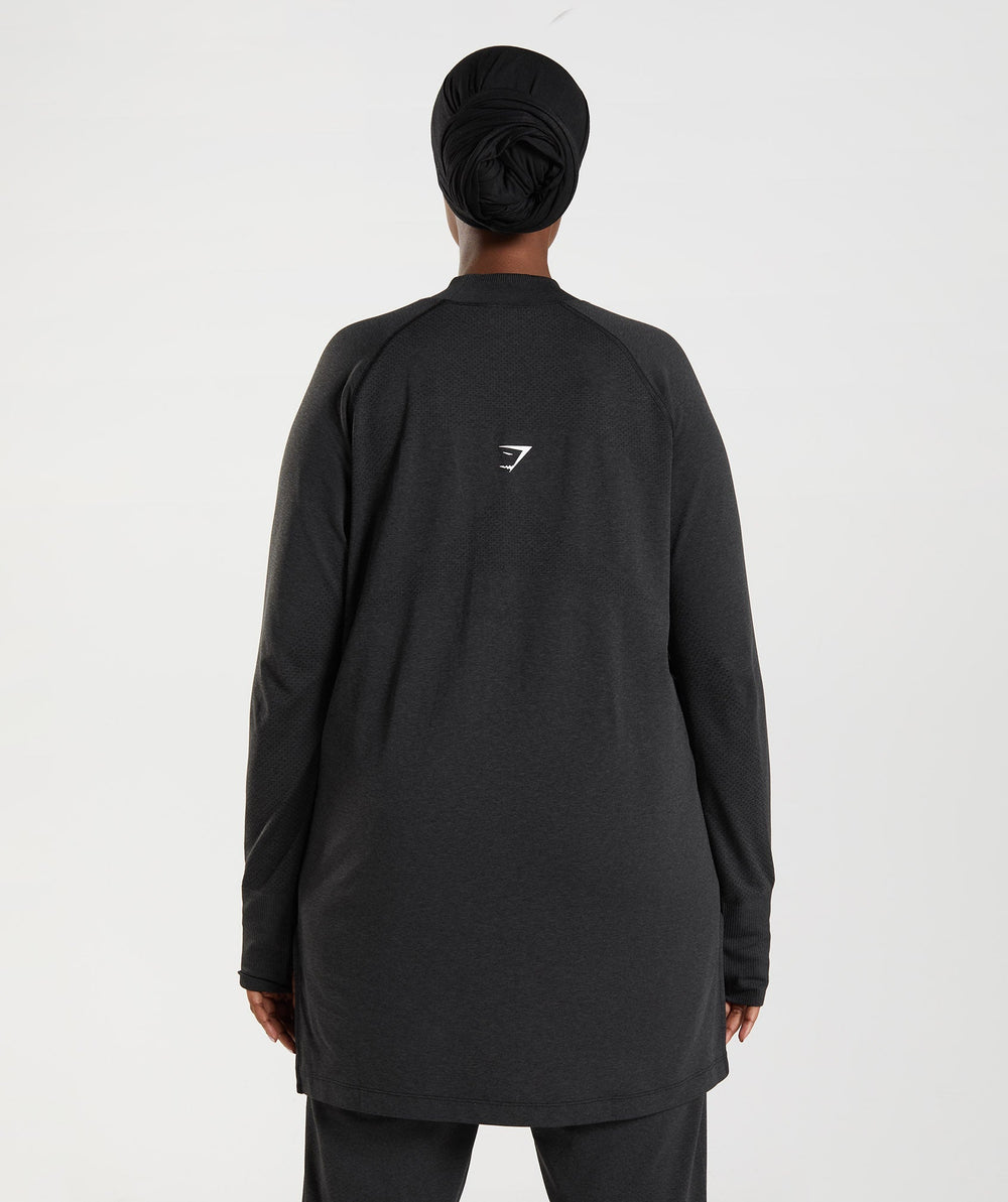 Vital Long Line Top Black Marl