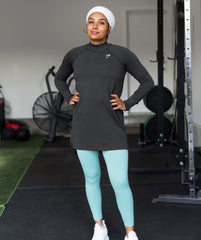 Vital Long Line Top Black Marl