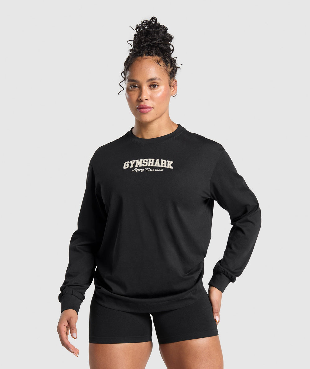 Lifting Essentials Graphic Long Sleeve Top Black