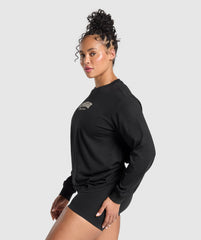 Lifting Essentials Graphic Long Sleeve Top Black