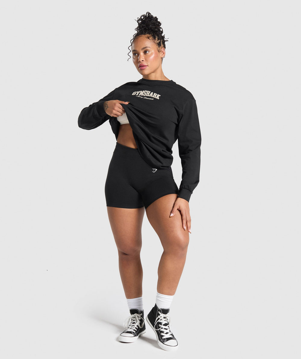 Lifting Essentials Graphic Long Sleeve Top Black