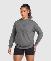 Back Gains Graphic Long Sleeve Top Graphite Grey