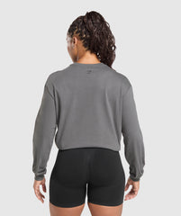 Back Gains Graphic Long Sleeve Top Graphite Grey
