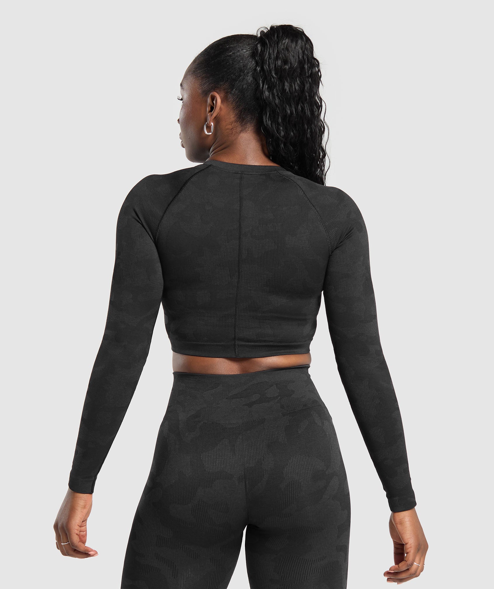Adapt Camo Long Sleeve Crop Top Black/Asphalt Grey