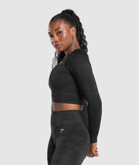Adapt Camo Long Sleeve Crop Top Black/Asphalt Grey