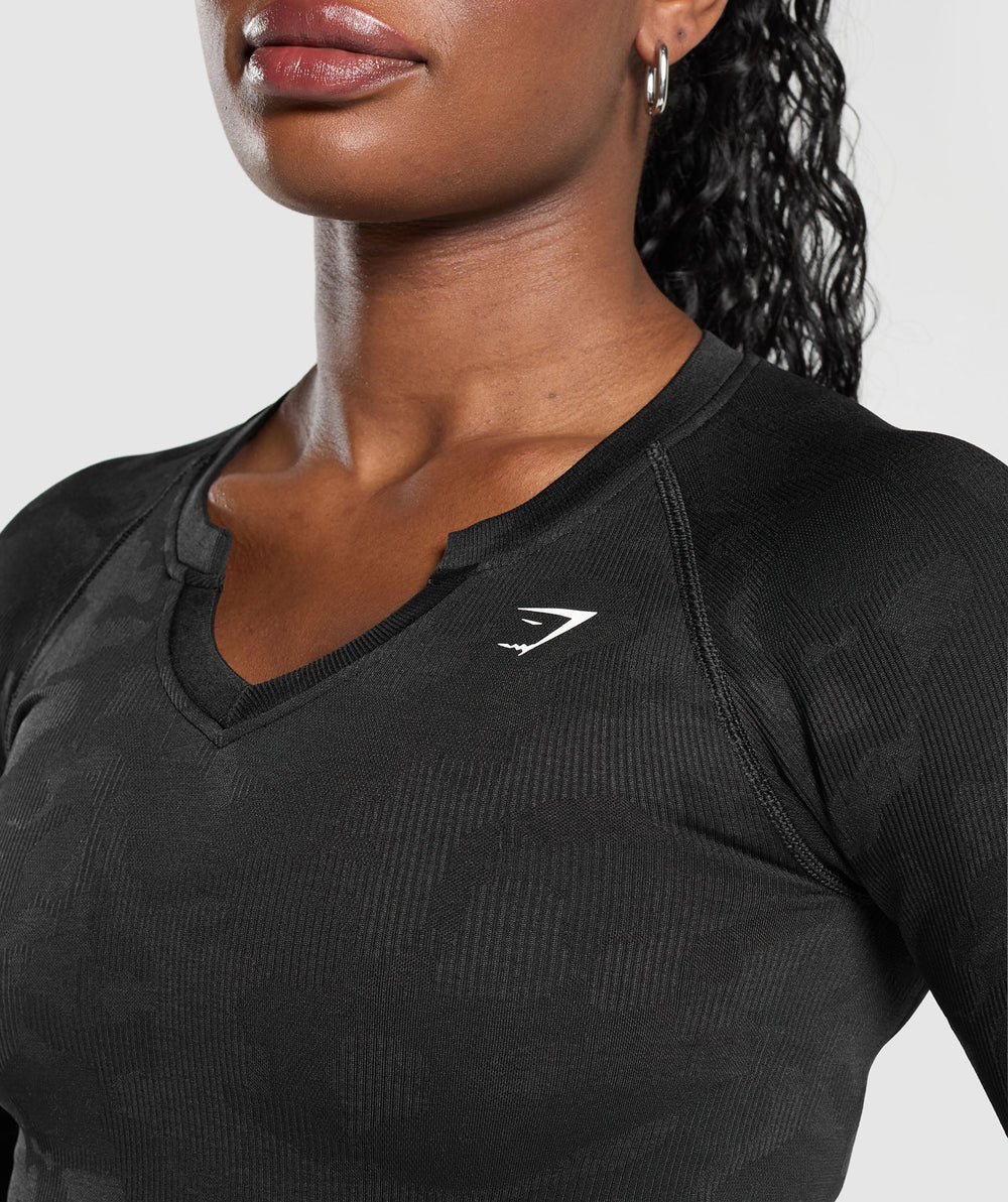 Adapt Camo Long Sleeve Crop Top Black/Asphalt Grey