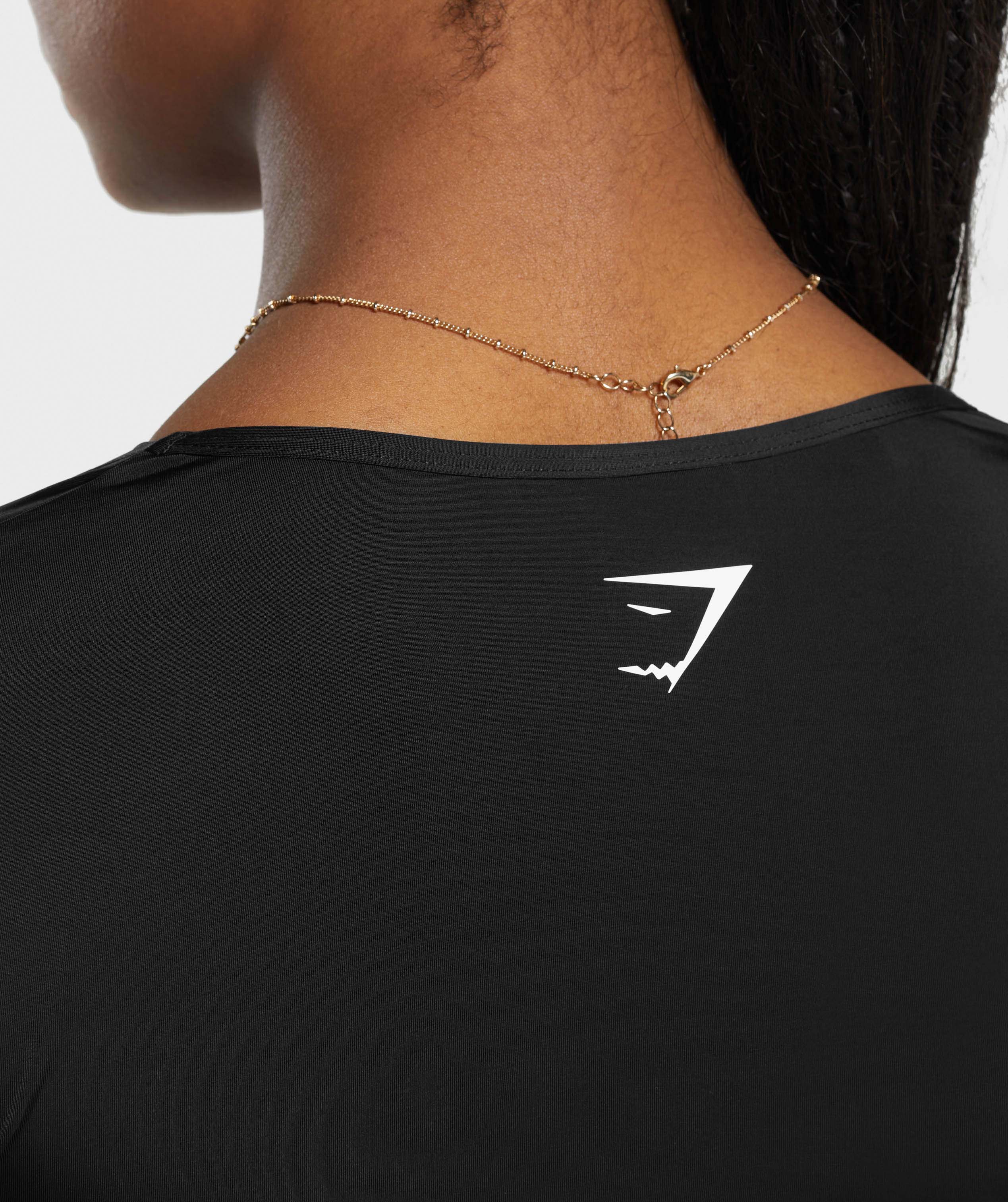 Stitch Feature Long Sleeve Crop Top Black/Stock Black Marl