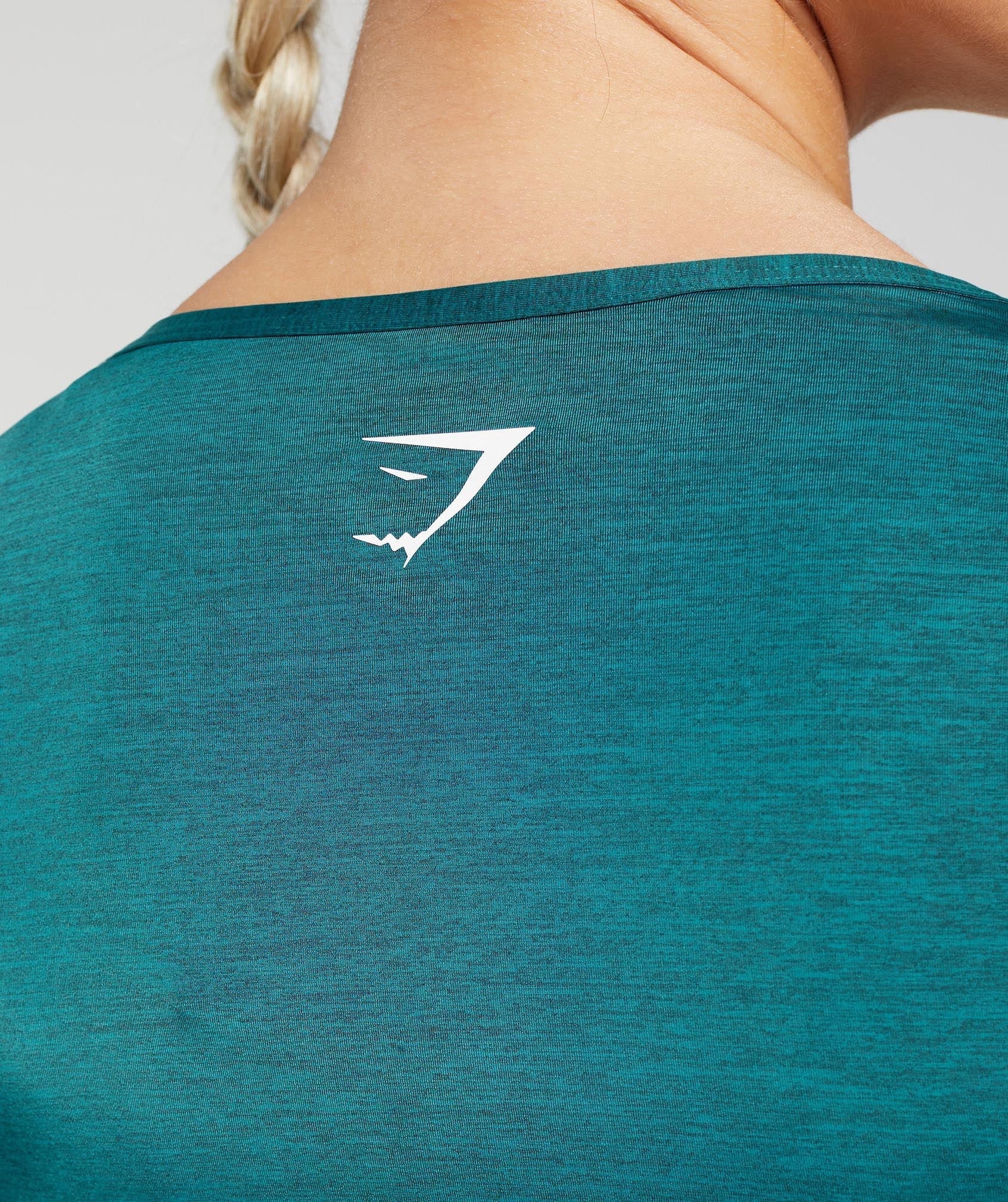 Stitch Feature Long Sleeve Crop Top Ocean Teal
