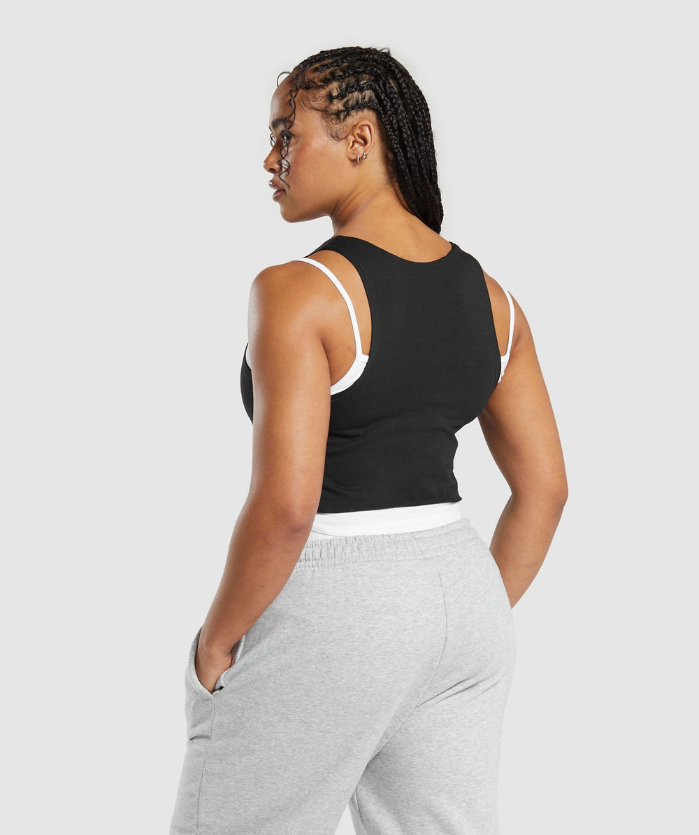 Lifting 2 In 1 Crop Tank White/Black
