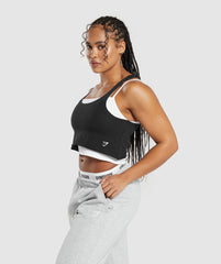 Lifting 2 In 1 Crop Tank White/Black