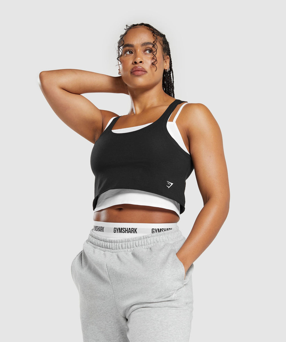 Lifting 2 In 1 Crop Tank White/Black