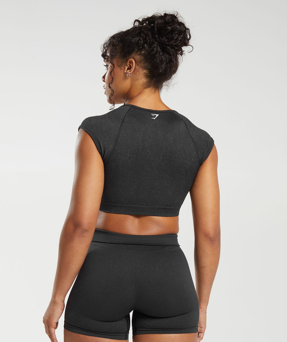 Adapt Fleck Seamless Crop Top Black/Smokey Grey
