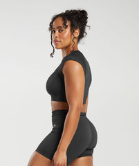 Adapt Fleck Seamless Crop Top Black/Smokey Grey