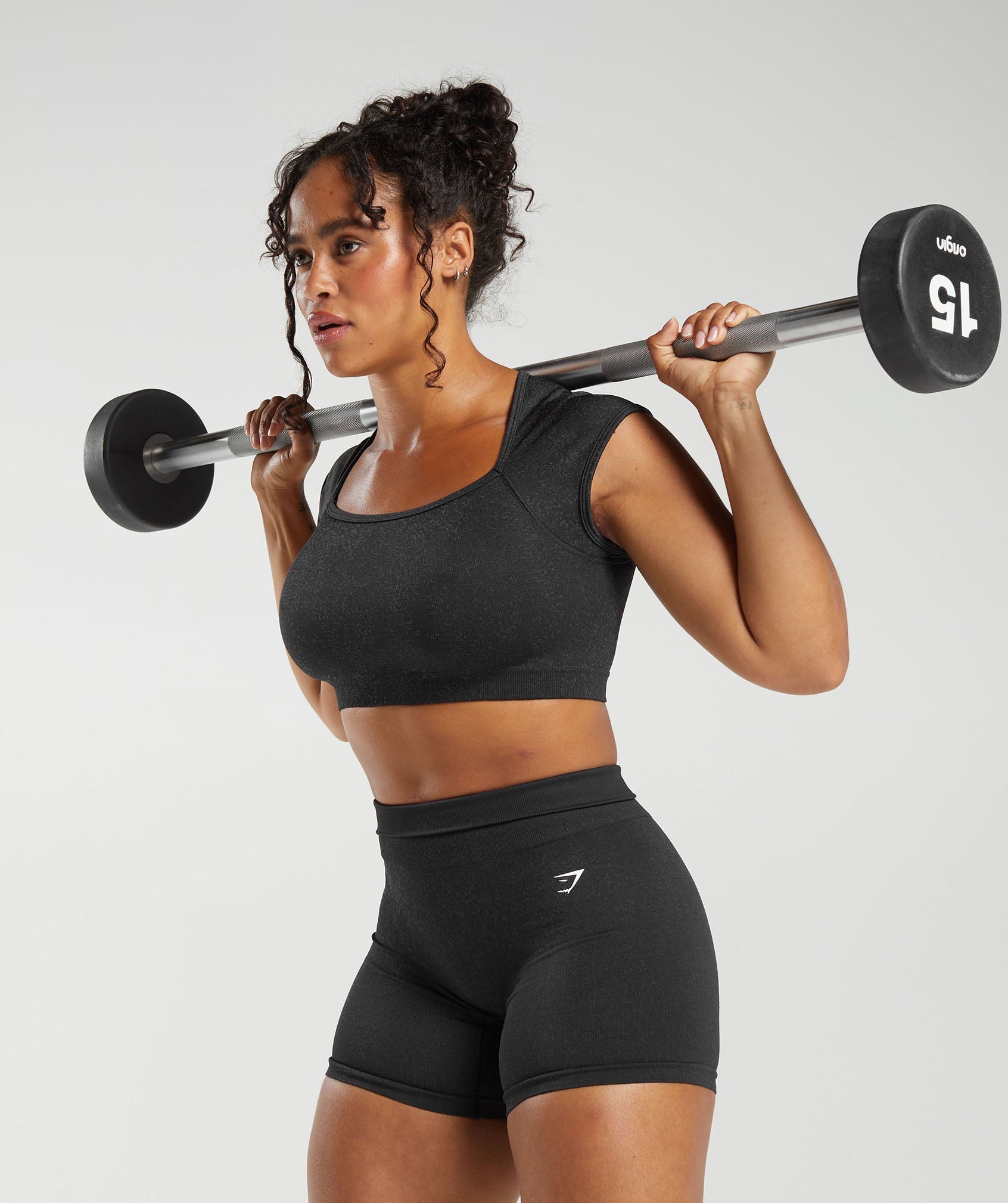 Adapt Fleck Seamless Crop Top Black/Smokey Grey