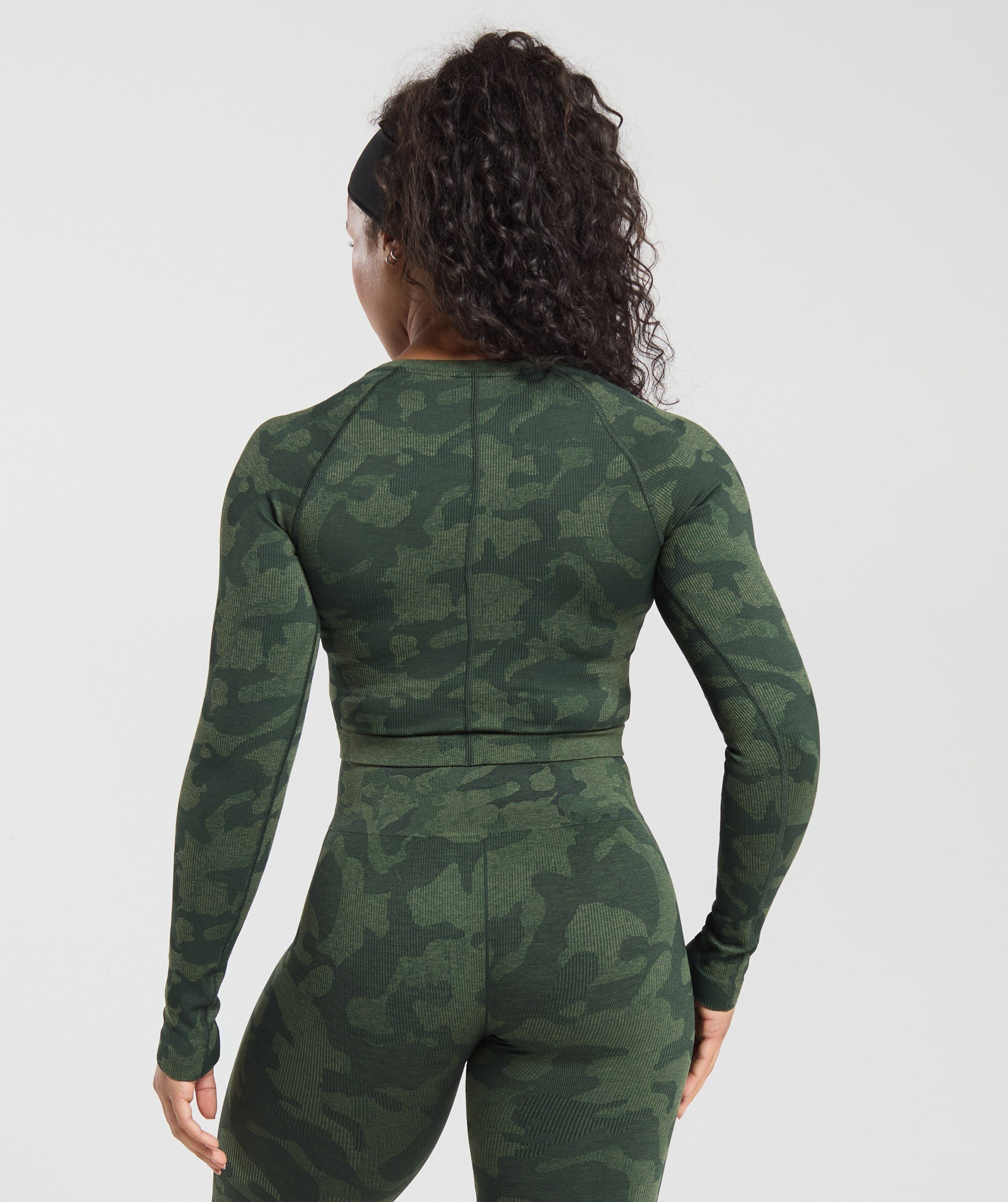 Adapt Camo Long Sleeve Crop Top Green