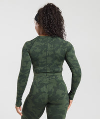 Adapt Camo Long Sleeve Crop Top Green