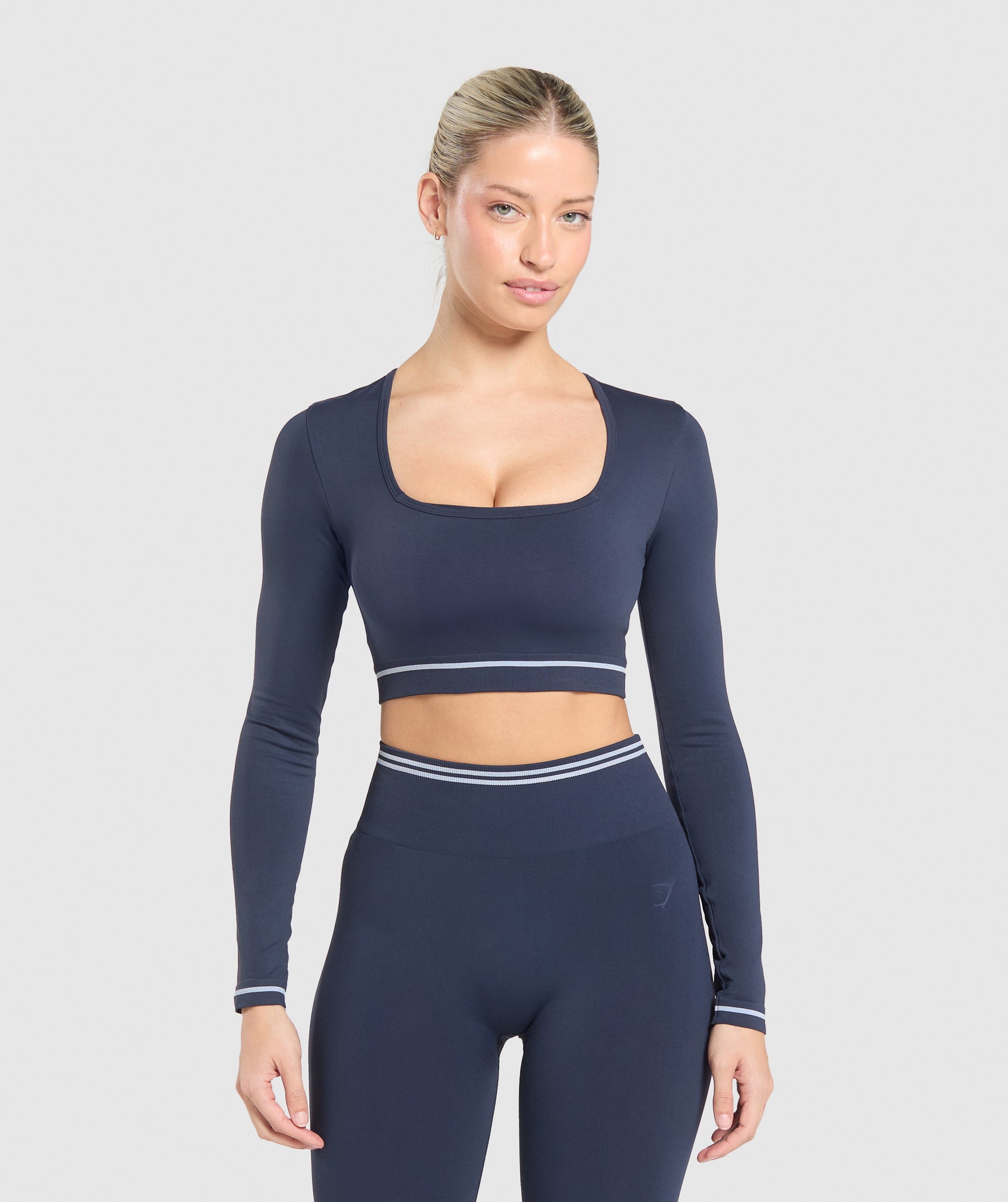 Contrast Seamless Crop Top Heavy Blue