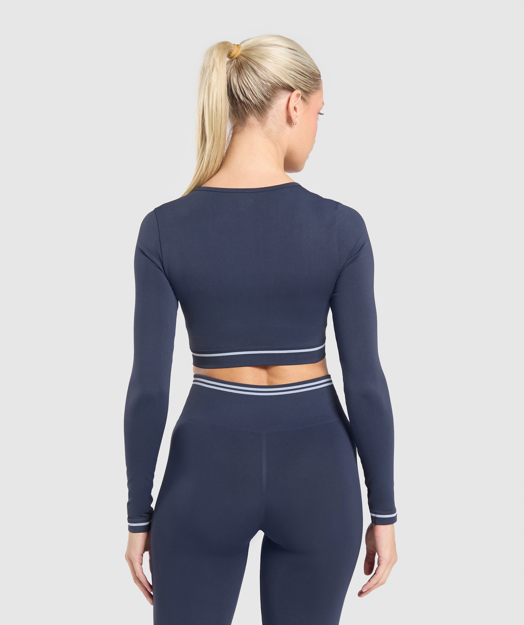 Contrast Seamless Crop Top Heavy Blue