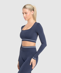 Contrast Seamless Crop Top Heavy Blue