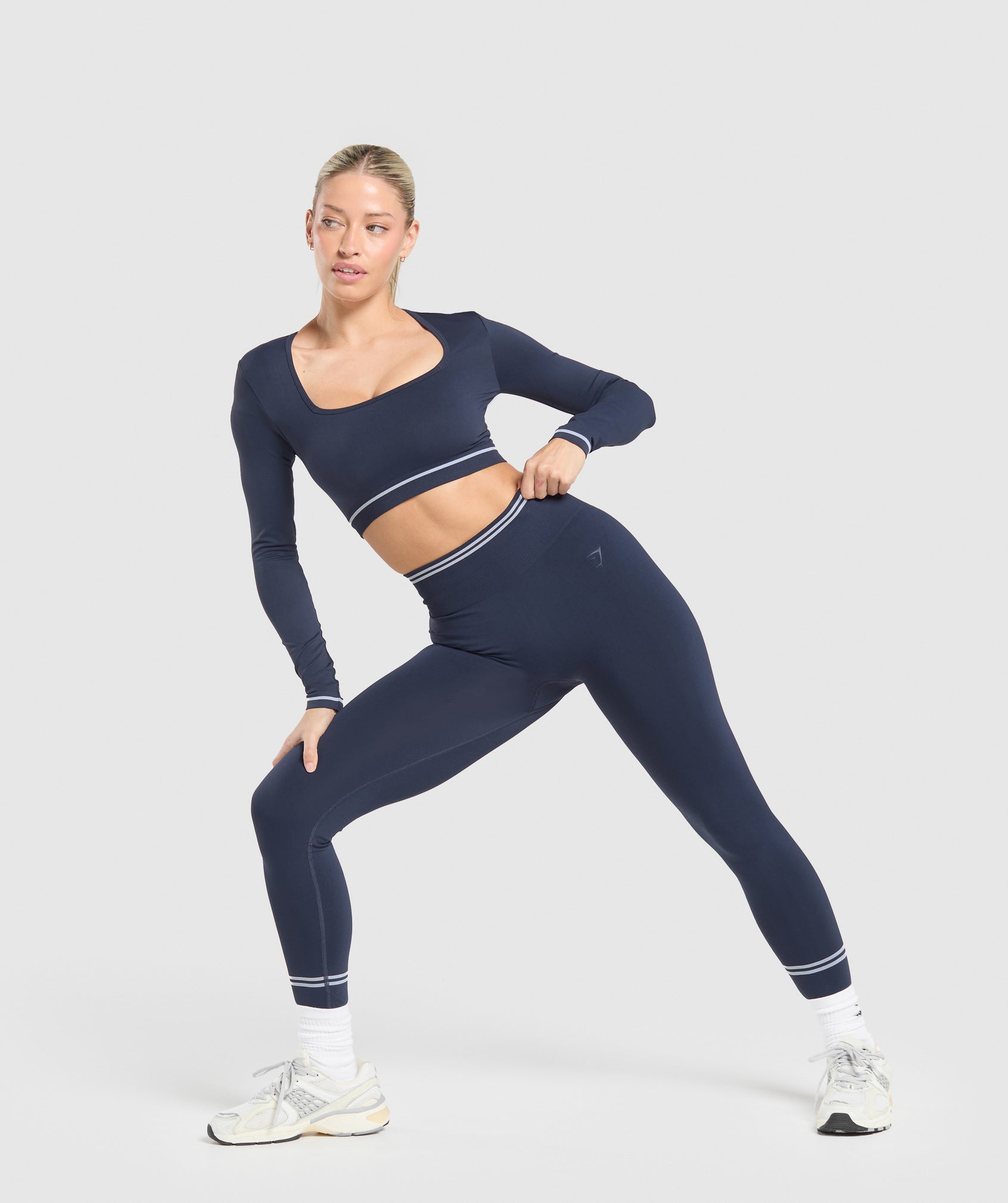 Contrast Seamless Crop Top Heavy Blue