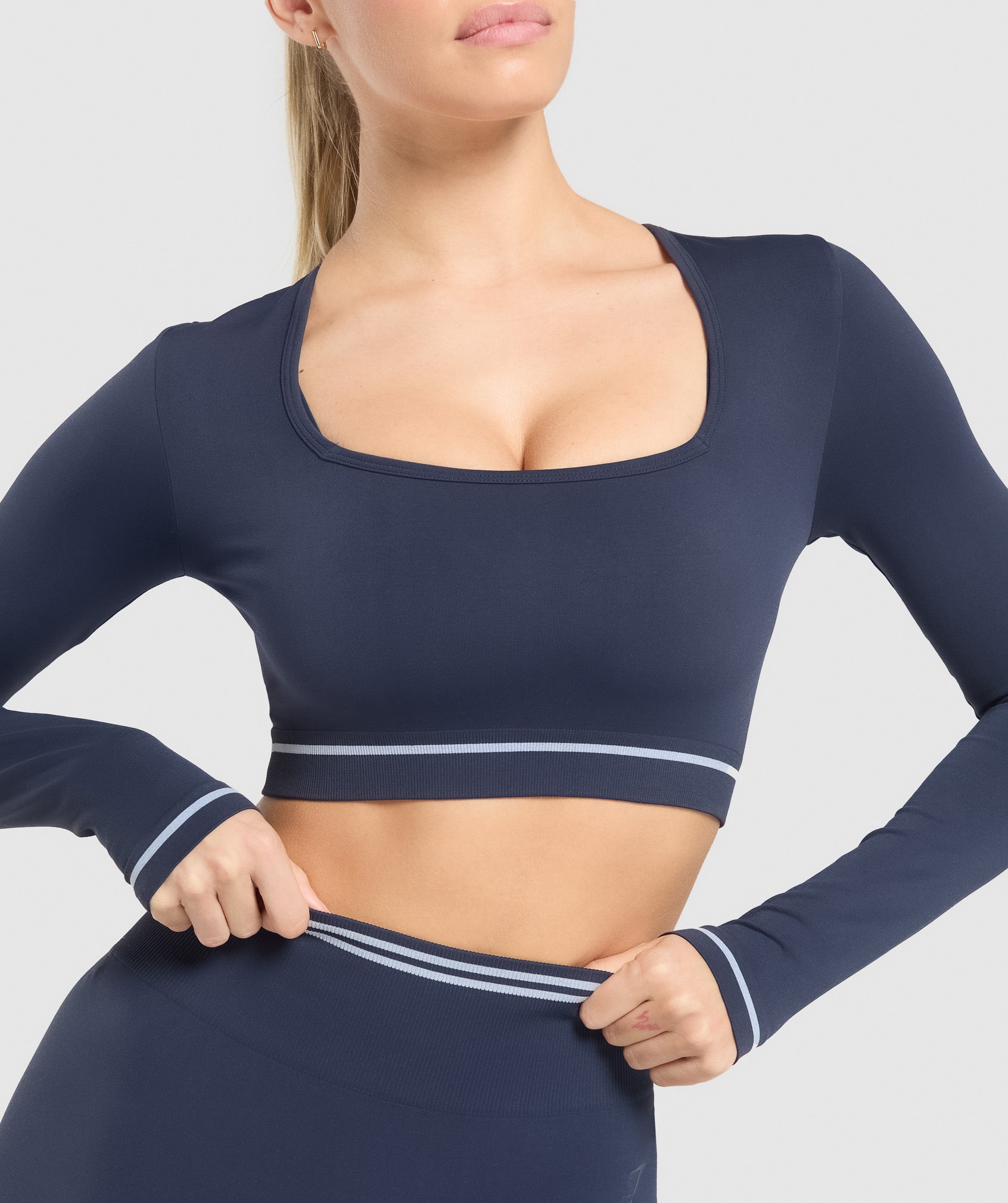 Contrast Seamless Crop Top Heavy Blue