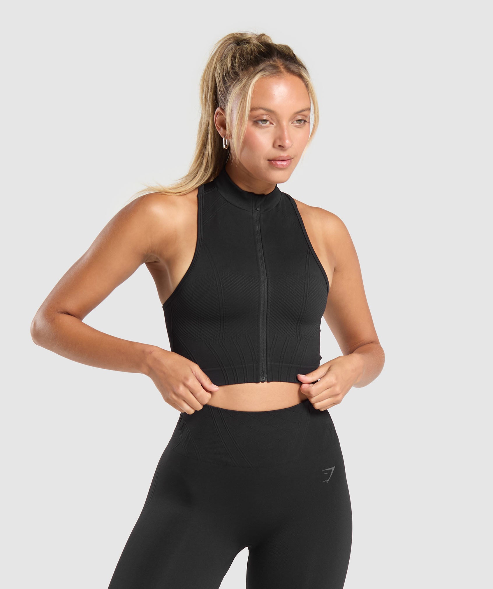 Corset Seamless Crop Tank Black