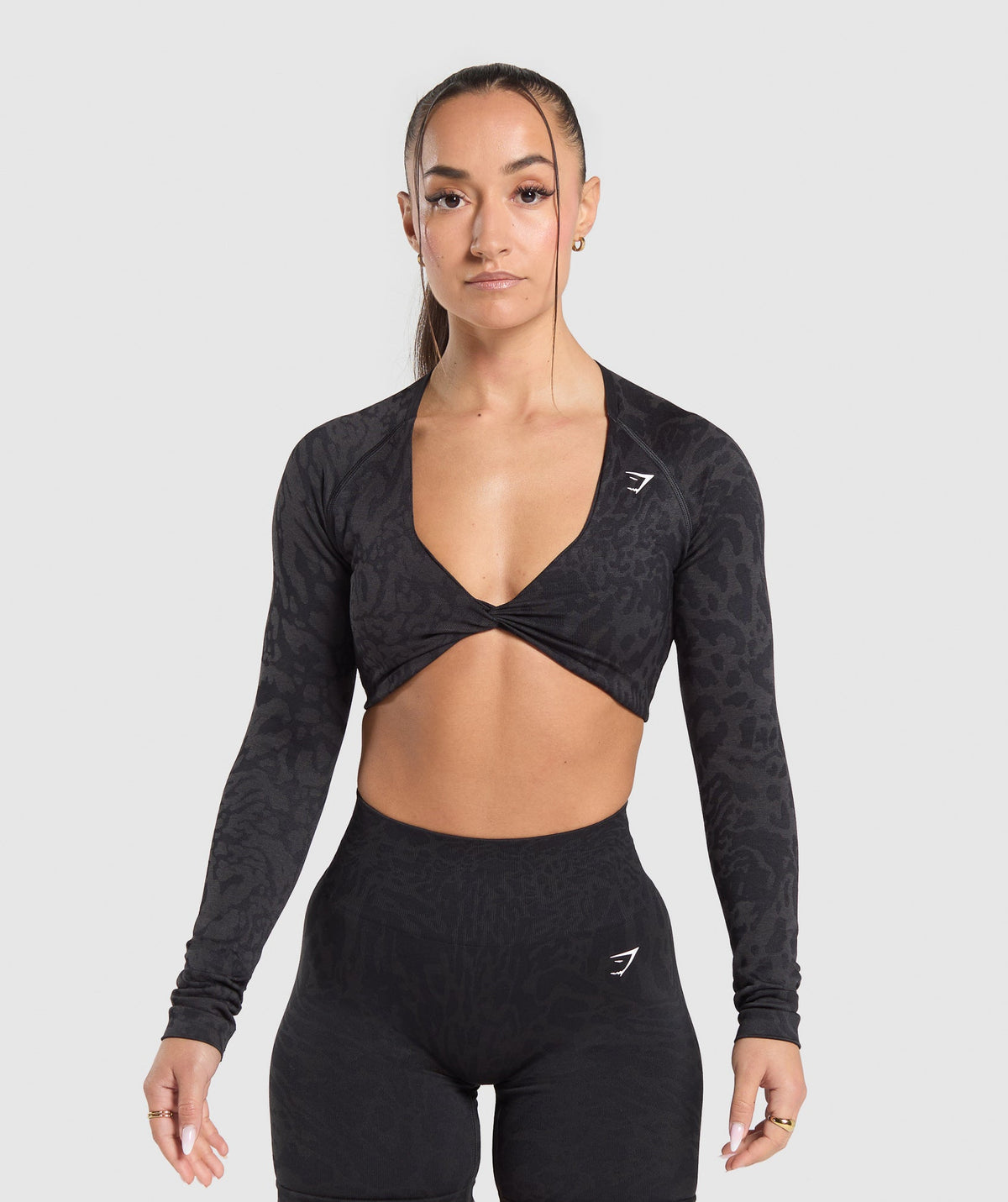 Adapt Safari Long Sleeve Crop Top Black/Asphalt Grey