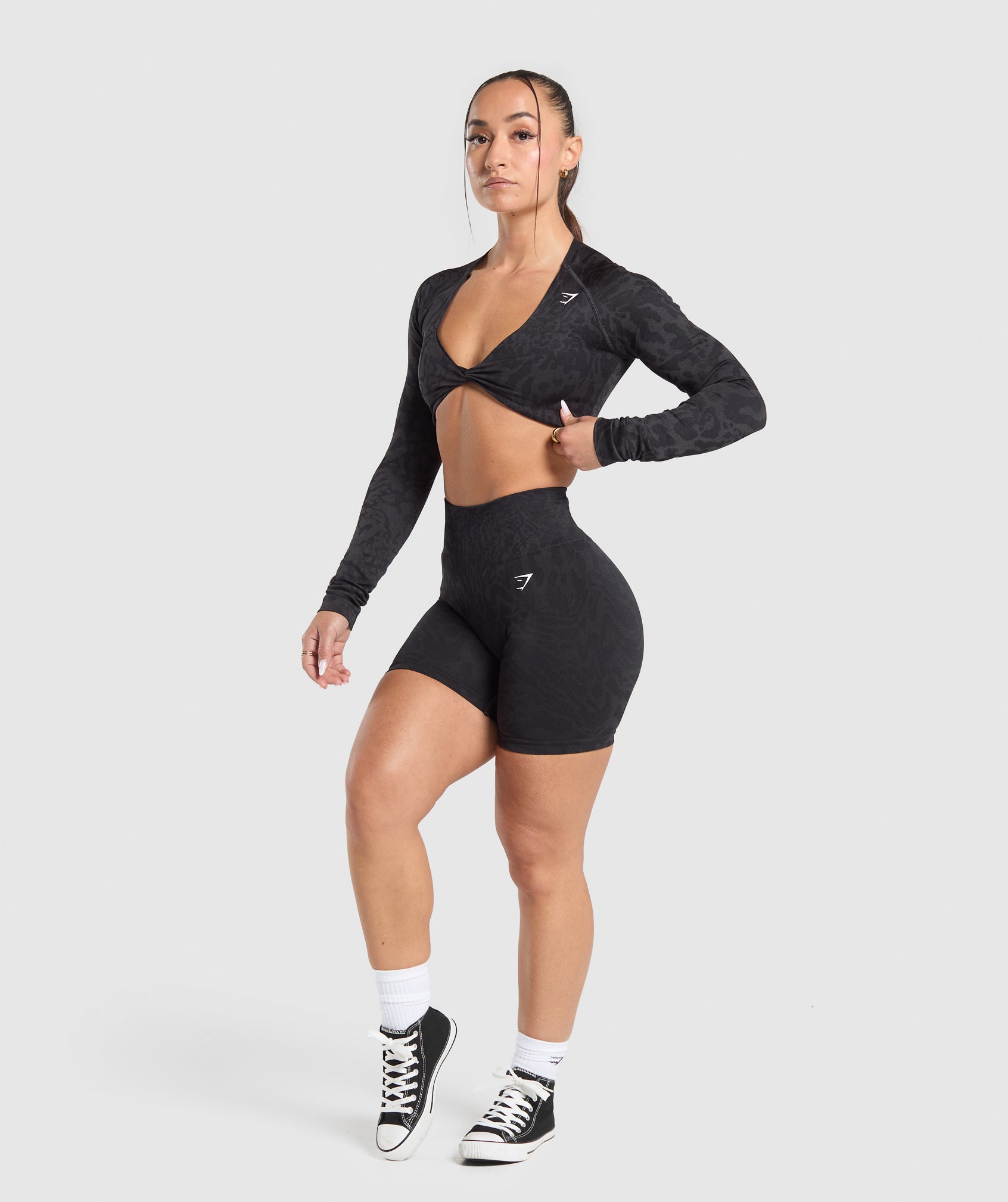 Adapt Safari Long Sleeve Crop Top Black/Asphalt Grey