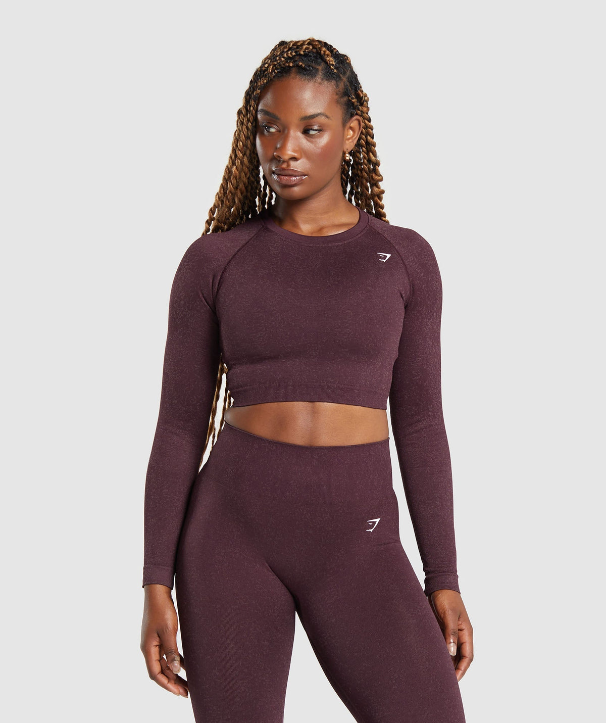 Adapt Fleck Seamless Long Sleeve Crop Top Depth Purple/ Steel Purple