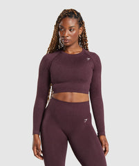 Adapt Fleck Seamless Long Sleeve Crop Top Depth Purple/ Steel Purple