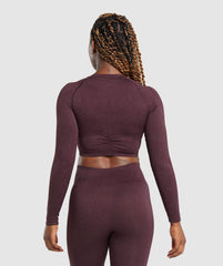 Adapt Fleck Seamless Long Sleeve Crop Top Depth Purple/ Steel Purple